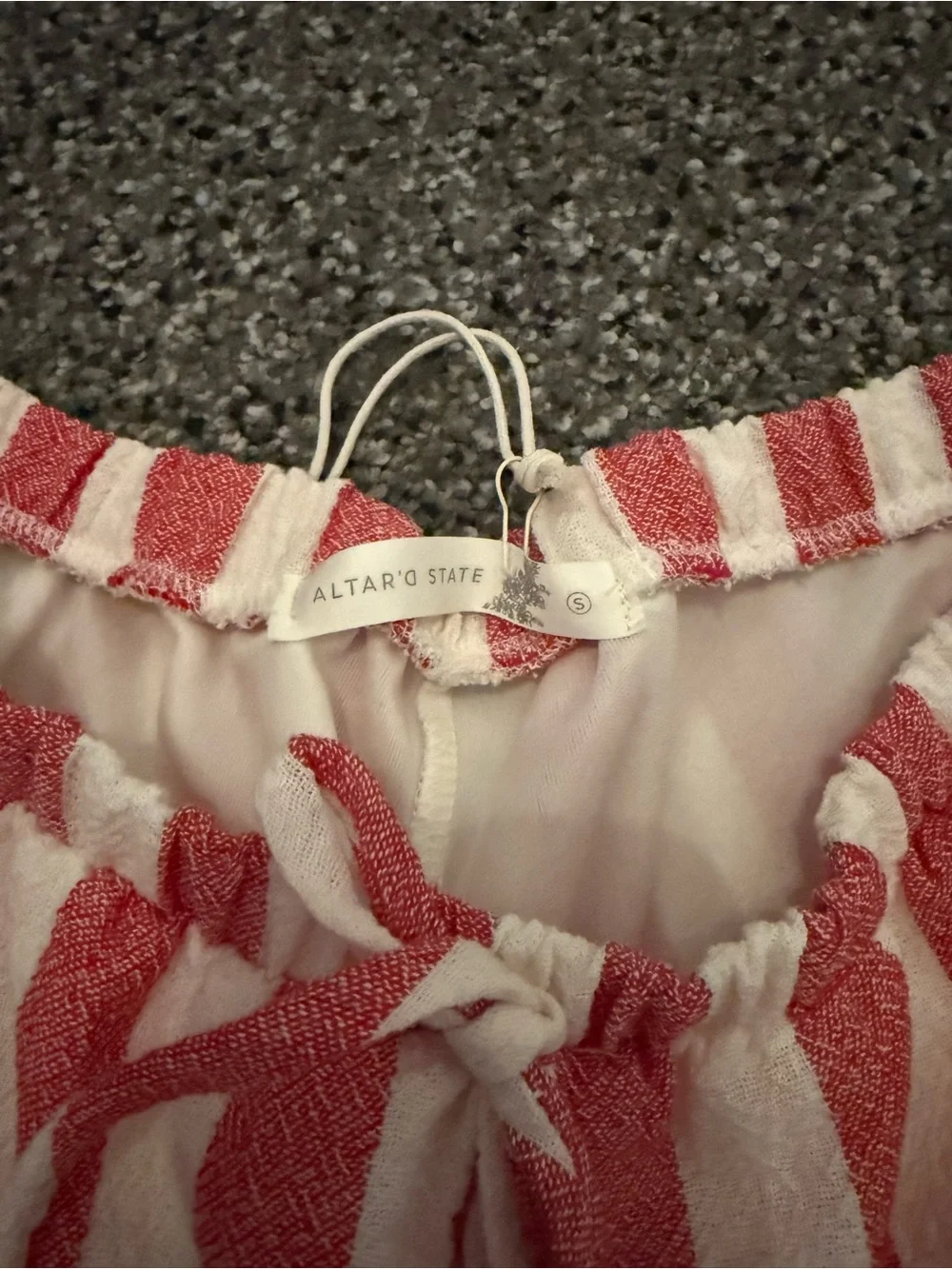 Altar'd State Red and Cream Striped Ruffle Shorts